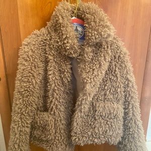 Zara Light Brown Teddy Coat, Medium